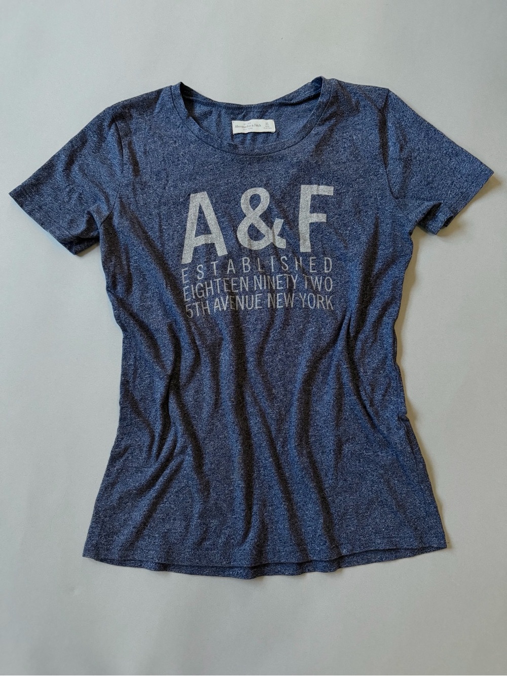Y2K Abercrombie & Fitch Heather Navy Logo Short Sleeve Tee